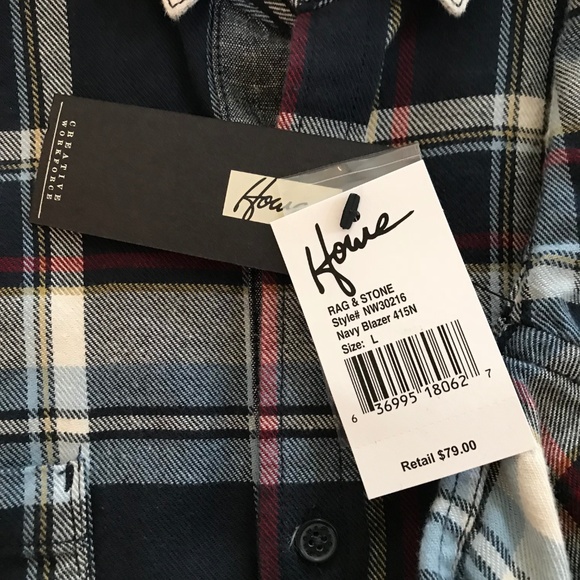 Howe Rag & Stone Plaid Long Sleeve NWT Shirt L - Picture 6 of 8